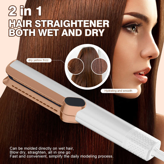 2in 1 LCD Display Professional Negative Ion Air Flow Straightening Hair Straightener Hair Dryer Hair Negative Ion Flat Iron