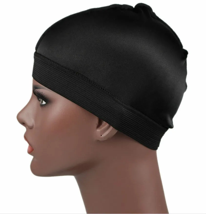 Silky Dome Cap For Making Wigs Men Satin Elastic Band Bandanas Bottom Cap Spandex Cooling Cap Silk Based Beanie Bonnet  Wave Cap