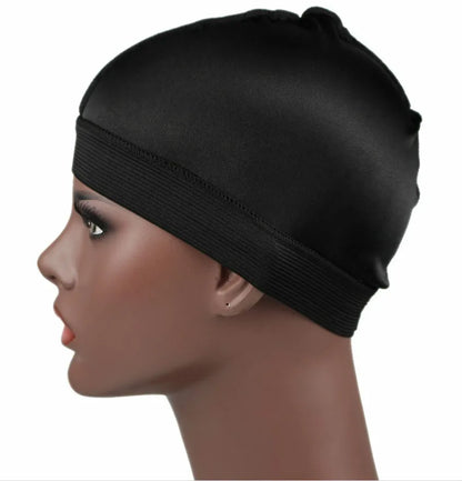 Silky Dome Cap For Making Wigs Men Satin Elastic Band Bandanas Bottom Cap Spandex Cooling Cap Silk Based Beanie Bonnet  Wave Cap