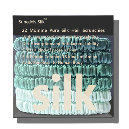 100% Pure Mulberry 6A Silk Hair Scrunchie Handmade Hairbands Women Girl Hair Accessories Pure Color Natural HairTies Box 6PCS