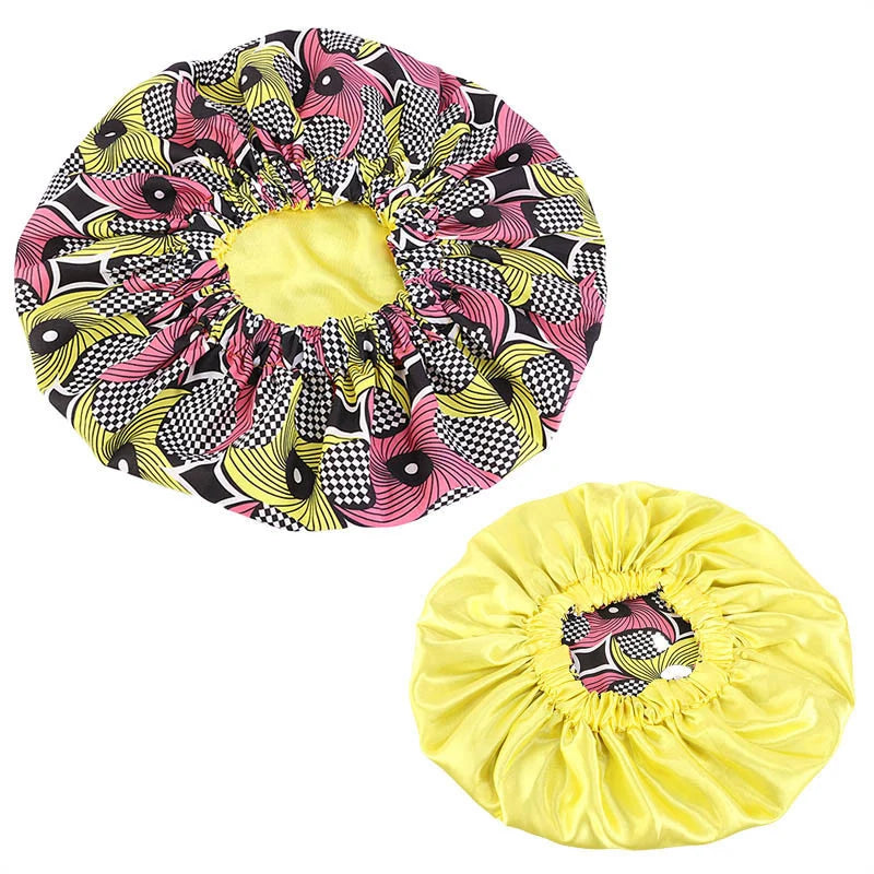 Extra Large Satin Lined Bonnet Women Big Size Beauty Print Satin Silk Bonnet Sleep Night Cap Head Cover Bonnet Hat Wholesale