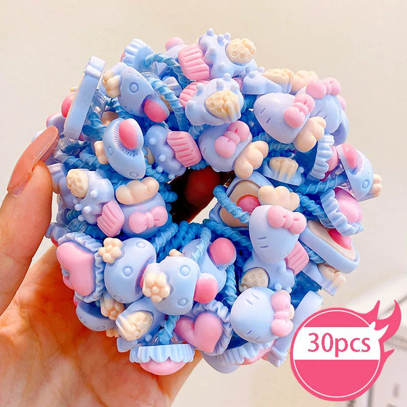 30pcs Children's Hair Circles Small Size Girl Cute Flower Non Harmful High Elastic Headband Baby Tied Little Jiujiu Rub