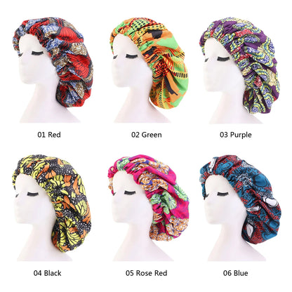 Extra Large Satin Lined Bonnet Women Big Size Beauty Print Satin Silk Bonnet Sleep Night Cap Head Cover Bonnet Hat Wholesale