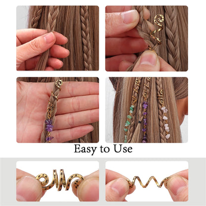3pcs/set Crystal Hair Jewelry For Women Hexagonal Column Butterfly Charm Dreadlock Headwear Dangle Dreadlock Hair Accessories
