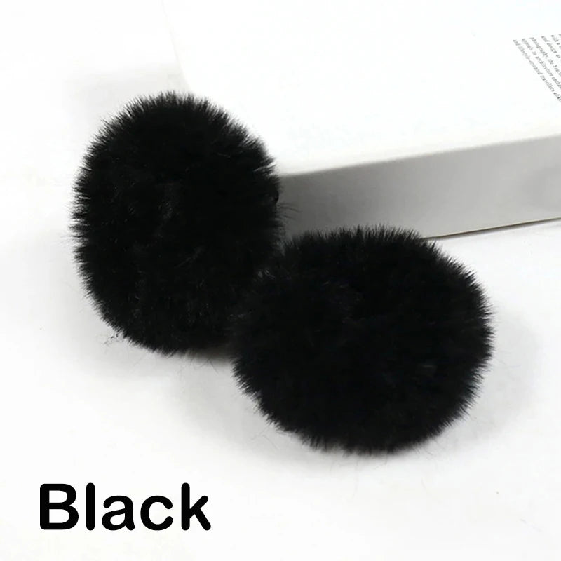 2Pcs Baby Girls Plush Elastic Hair Bands Small Rubber Band Hair Rings For Children Furry Scrunchies Hair Ties Hair Accessories