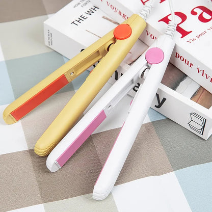2 in 1 Cartoon Portable Traveling Bangs Hair Splint Heating Curler Ceramic Plate Ionic Mini Flat Iron Hair Straightener