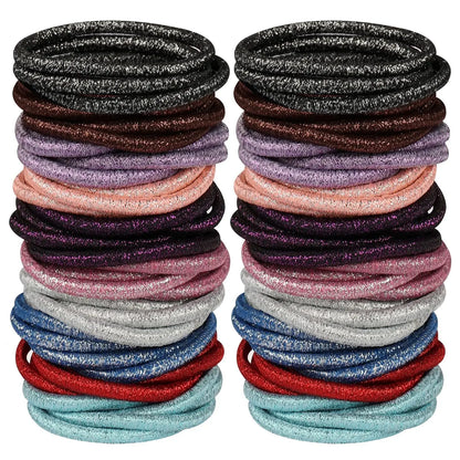 10/50pcs 4mm Mix Color Black No Damage Elastics Hair Ties Bands Leagues Pony Tails Holders for Men Women Girls and Boys Bulk