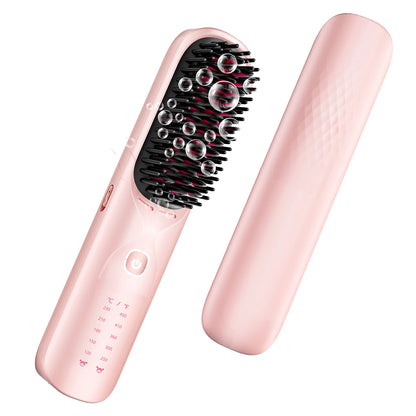 Cordless Hair Straightener Portable Brush 30s Fast Heating 10000mAh Rechargeable 300 Million Negative Ions Straightening Comb
