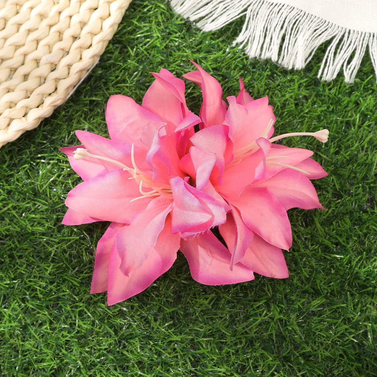 AWAYTR Artificial Pink Flowers Hairpin Party Flower Girls Barrette Bohemian Side Bangs Clip Small Hair Clips Hair Accessories