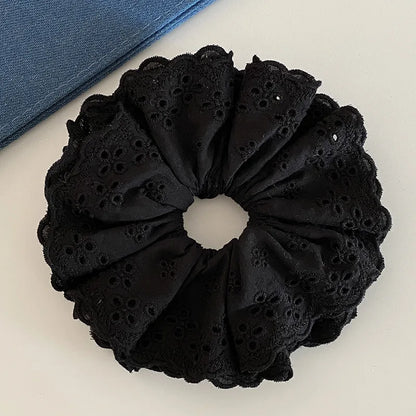 Oversized Lace Scrunchies for Women Elastic Hair Bands Ponytail Holders Tie Solid Hair Hoop Rubber Bands Women Hair Accessories