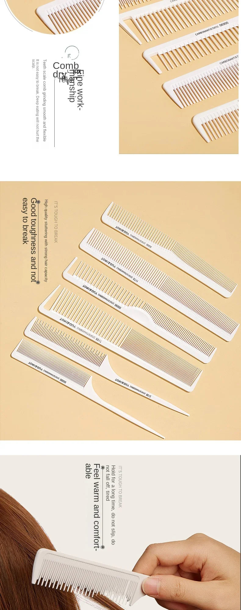 Hairdressing Carbon Comb Professional Hairdresser Cutting Comb Anti Static Hair Comb Haircut Tools Barber Hair Styling Comb