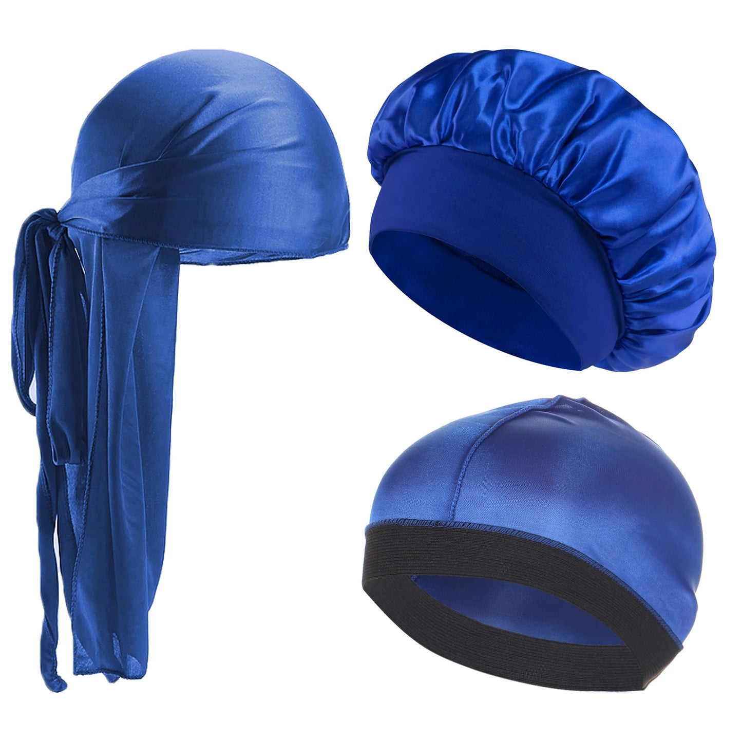 3pcs New Kids Girls Boys Satin Night Sleep Cap Children's Waves Cap Headwear Hair Accessories Turban Headwear Bonnet Wholesale
