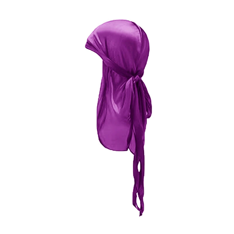 ZZ Silky Durag For Kids Boys Adult Long Tailed Pirate Hat Hip-Hop Bandanas Doo Rag Turban Waves Cap Headwear Pre-Tied Headwrap