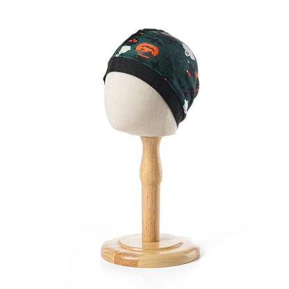 2024 New Halloween Print Kids Silky Dome Wave Cap Silky Satin Kids Bonnet Hair Cover Hat Night Sleep Cap Hair Accessories Hat