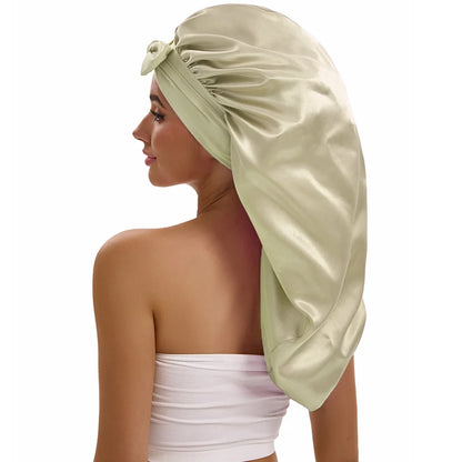 Women Long Tail Satin Hair Bonnet, Color Elastic Band Hair Care Hat, Bonnet for Hair Treatment Bonnet Satin Bonnet