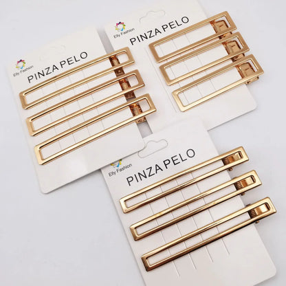 3pcs/set Korean Simple Metal Hairpins for Women Hollow Out Bangs Side Clip Gold Color Hairgrip Broken Hair Styling Accessories