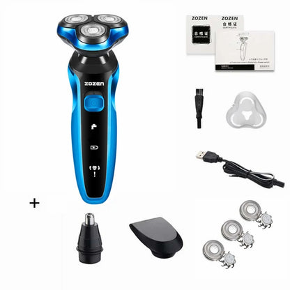 ZOZEN Electric Shaver Washable Rechargeable Electric Razor Shaving Machine for Men Body Hair Beard Trimmer Wet-Dry Use Washable