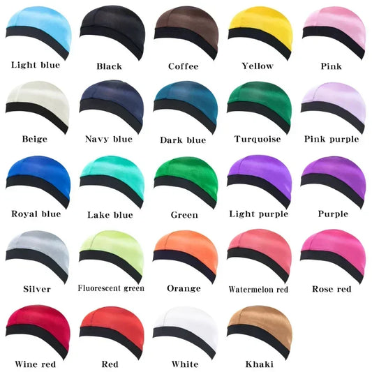Satin Elastic Breathable Turban Hat Hair Headwear Bonnets Hats for Fedoras Beanie for Adult Dome Wave Cap