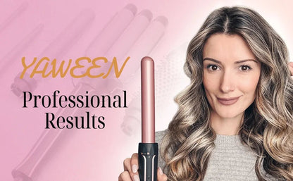 Curling Iron Wand Set 6-in-1 Hair Curler with 3 Barrel Hair Crimper, Spiral Curling Iron - Fast Heating Styling Tools for Women