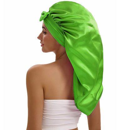 Women Long Tail Satin Hair Bonnet, Color Elastic Band Hair Care Hat, Bonnet for Hair Treatment Bonnet Satin Bonnet