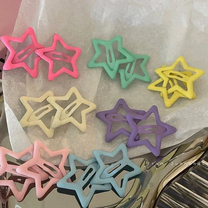 10/50pcs Colorful Kawaii Star Barrettes Y2K Sweet Girls BB Solid Star Hairclips Metal Snap Clip Headdress Hair Jewelry Gifts