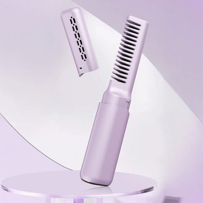 2-in-1 Wireless Hair Hot Comb Portable Mini Type-C Rechargeable Hair Straightener Fast Heating Hair Straightening Styling Tool