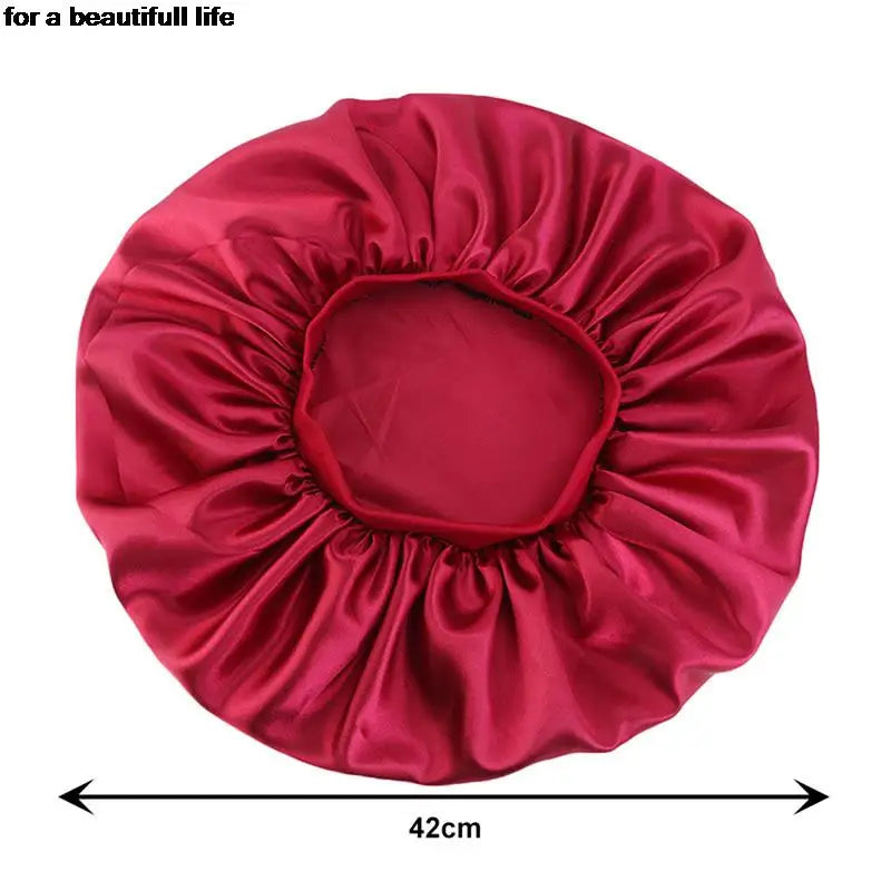 1pc New Fashion Women Satin Night Sleep Cap Hair Bonnet Hat Silk Head Cover Wide Elastic Band