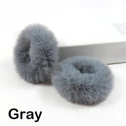 2Pcs Baby Girls Plush Elastic Hair Bands Small Rubber Band Hair Rings For Children Furry Scrunchies Hair Ties Hair Accessories