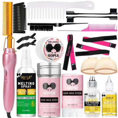 GOIPLE Electrical Heat Hair Straightener Hot Pressing Brush Styling Tool for Lace Front Wig Glue Hair Wax Stick Melting Spray