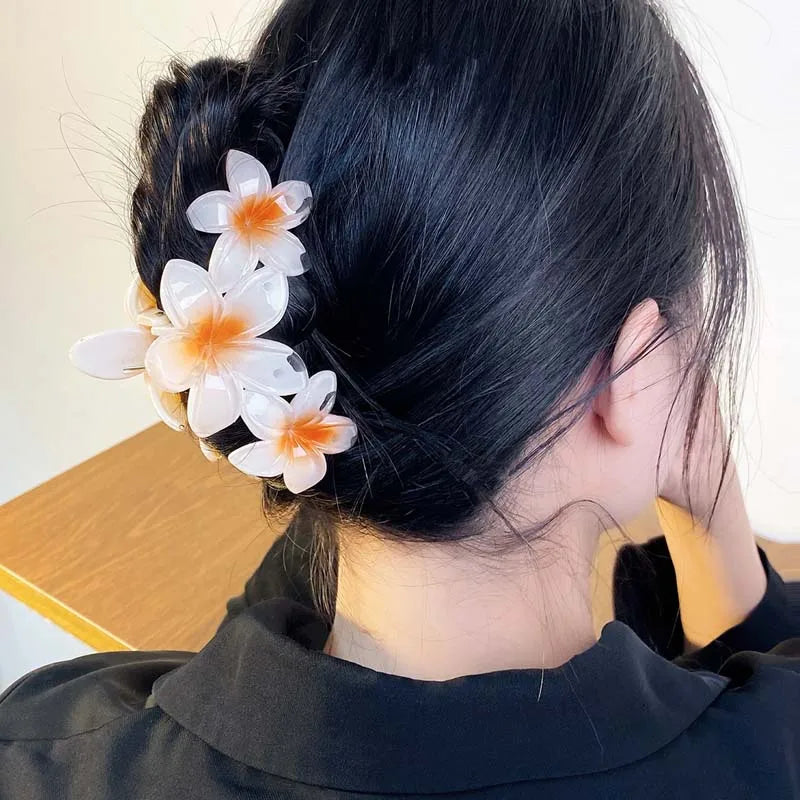 New Candy Color Flower Hair Claw Clips for Women Sweet Large Gradient Shark Clip Hair Claw Crab Clamp Barrettes Hair Accessories