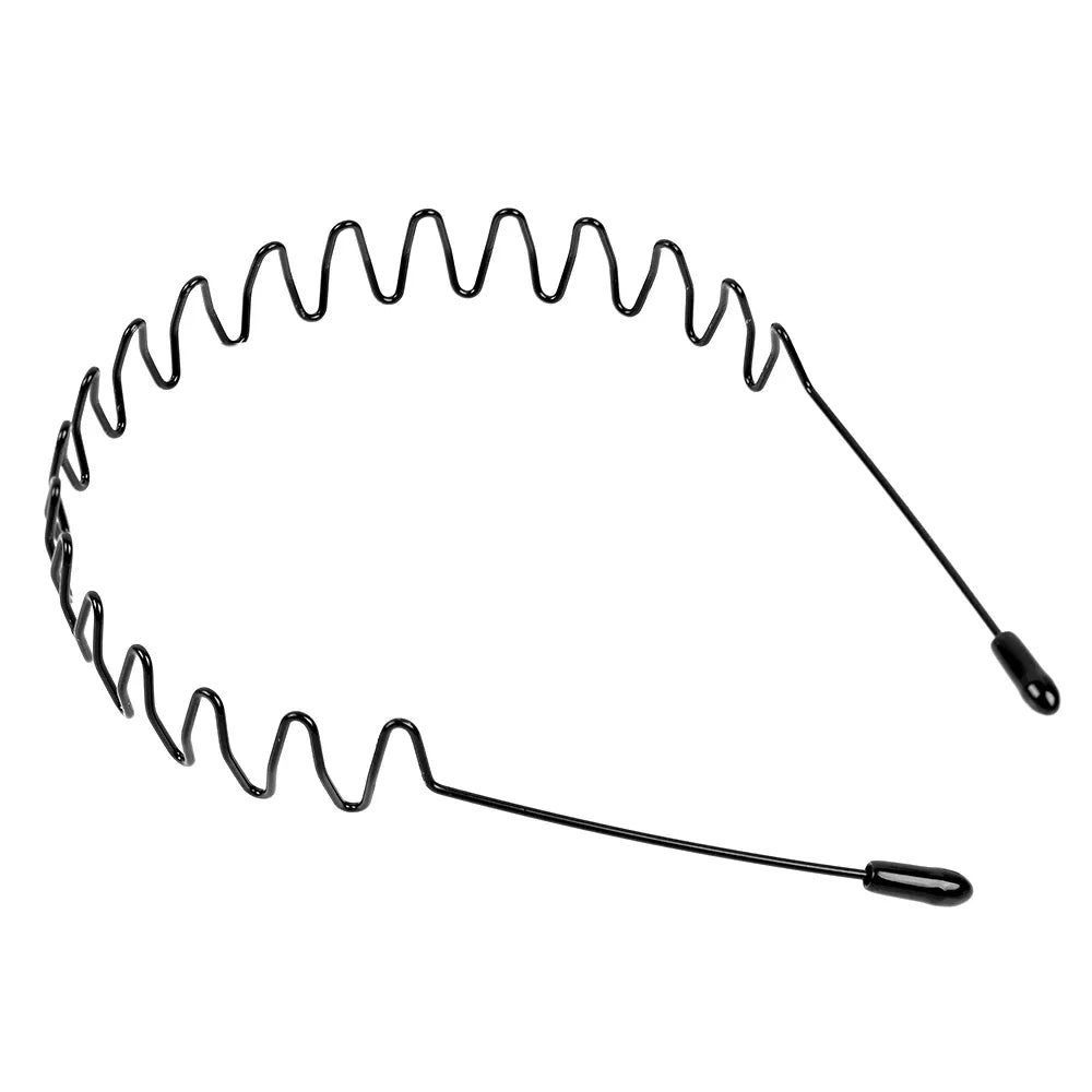 Unisex Black Elastic Non Slip Simple Metal Headbands For Men Women Wavy Hairband Spring Hair Hoop Fashion Hair Accessories