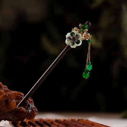 Vintage Chinese Style Wooden Hair Sticks for Women Girls Moon Tassel Hairpin Hair Clip Hanfu Headwear Jewelry Hair Accessories