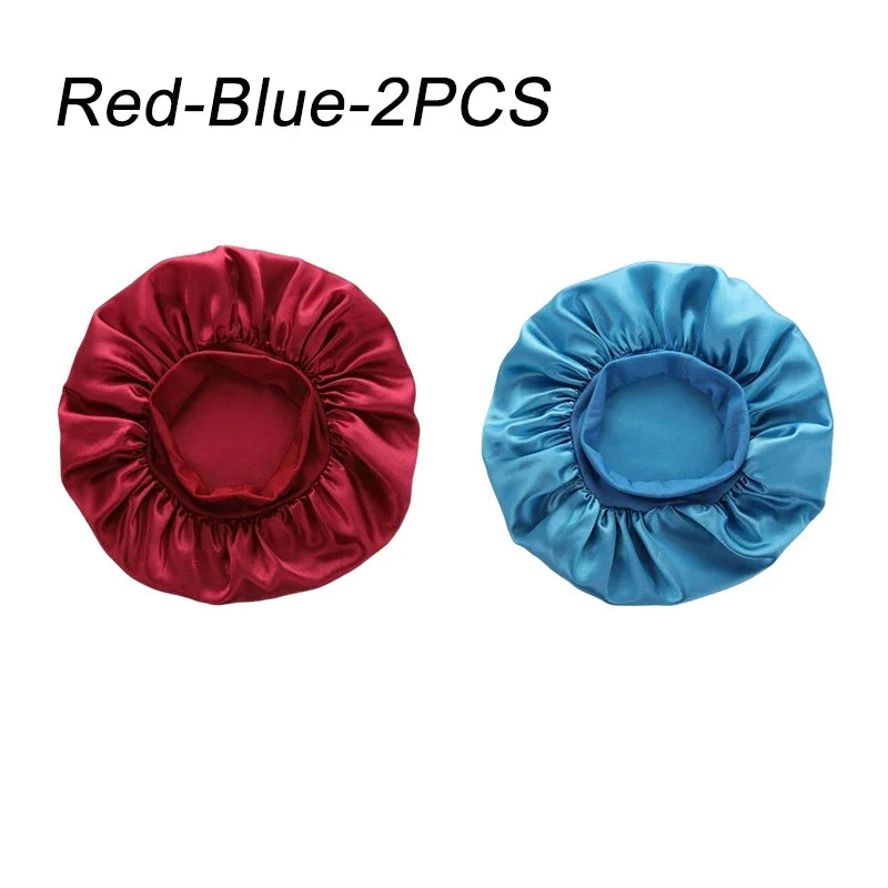 New Women's Satin Solid Wide-brimmed Sleeping Hat Unisex Head Wrap Elastic Band Cap Hair Care Bonnet Night Hat bonnet de nuit