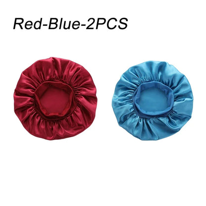 New Women's Satin Solid Wide-brimmed Sleeping Hat Unisex Head Wrap Elastic Band Cap Hair Care Bonnet Night Hat bonnet de nuit