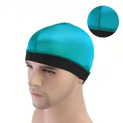 Silky Dome Cap For Making Wigs Men Satin Elastic Band Bandanas Bottom Cap Spandex Cooling Cap Silk Based Beanie Bonnet  Wave Cap