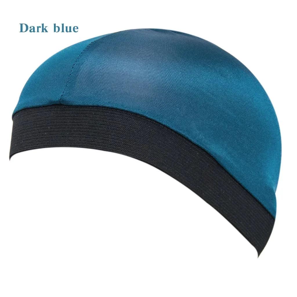 Satin Elastic Breathable Turban Hat Hair Headwear Bonnets Hats for Fedoras Beanie for Adult Dome Wave Cap