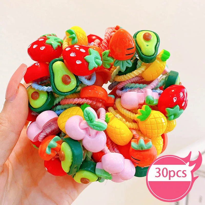 30pcs Children's Hair Circles Small Size Girl Cute Flower Non Harmful High Elastic Headband Baby Tied Little Jiujiu Rub