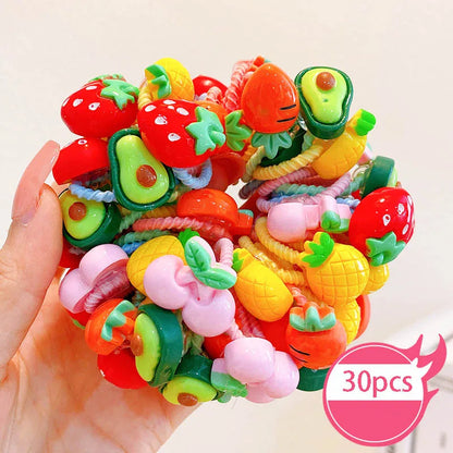 30pcs Children's Hair Circles Small Size Girl Cute Flower Non Harmful High Elastic Headband Baby Tied Little Jiujiu Rub
