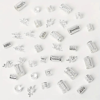 40pcs Alloy Dreadlock Hair Ring Loc Hair Jewelry for Braids for Women Girls Braid Hair Clips Western Style  Accessories
