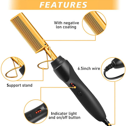 GOIPLE Electrical Heat Hair Straightener Hot Pressing Brush Styling Tool for Lace Front Wig Glue Hair Wax Stick Melting Spray