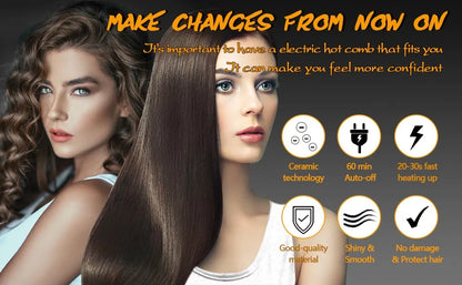 GOIPLE Electrical Heat Hair Straightener Hot Pressing Brush Styling Tool for Lace Front Wig Glue Hair Wax Stick Melting Spray