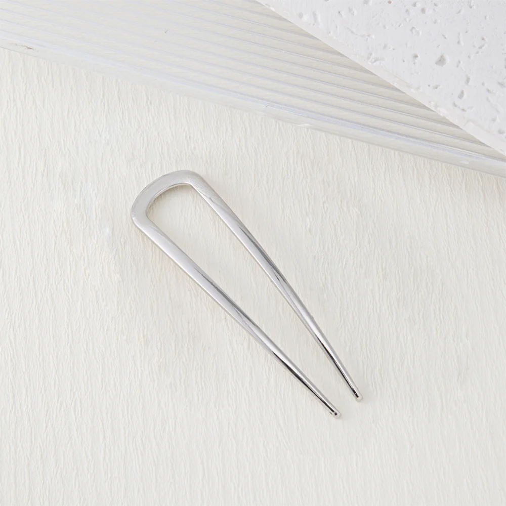 U-Shaped Hair Fork Elegant Golden Silver-color Alloy Long Thick Hair Updo Bun French Hairpin Stick Women Girls Hair Accessories