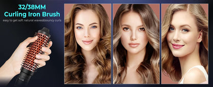 Replaceable Thermal Brush 1.5 Inch Ionic Heated Round Brush Creates Blowout Look Thermal Round Brush Curling Iron