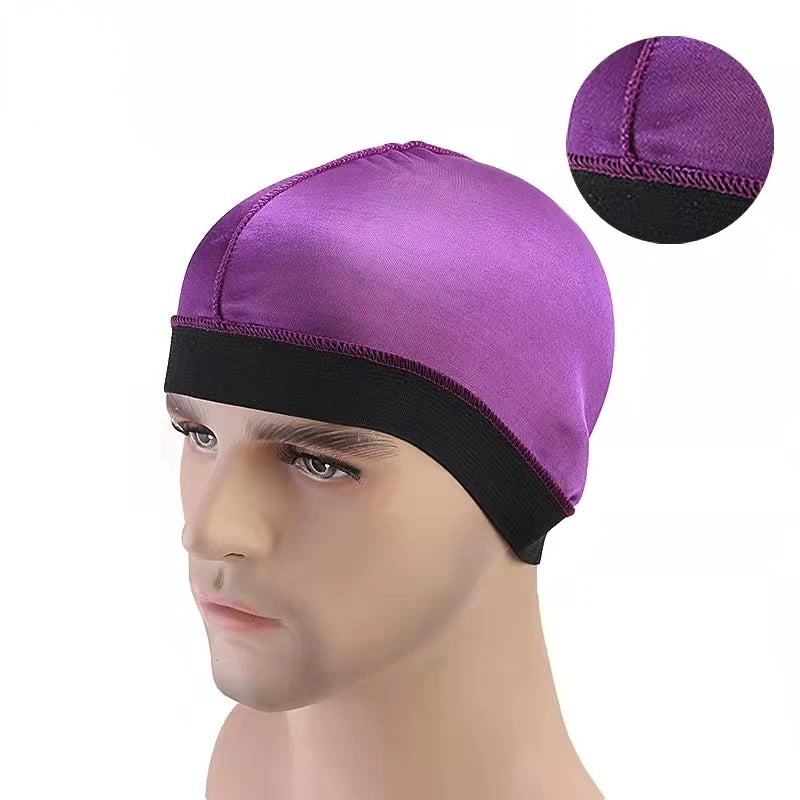 Silky Dome Cap For Making Wigs Men Satin Elastic Band Bandanas Bottom Cap Spandex Cooling Cap Silk Based Beanie Bonnet  Wave Cap