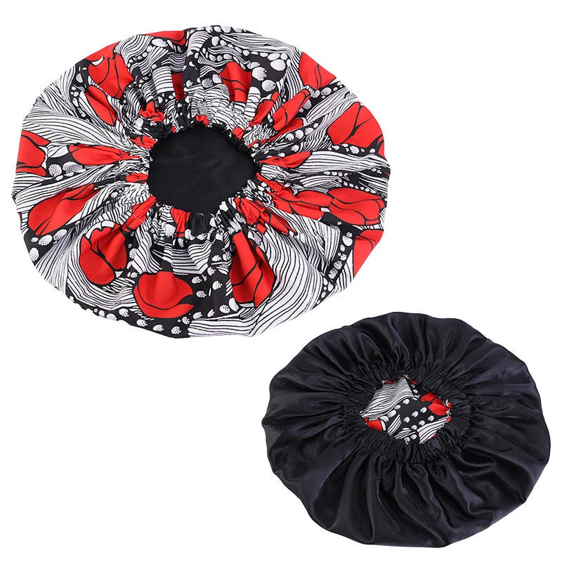 Extra Large Satin Lined Bonnet Women Big Size Beauty Print Satin Silk Bonnet Sleep Night Cap Head Cover Bonnet Hat Wholesale