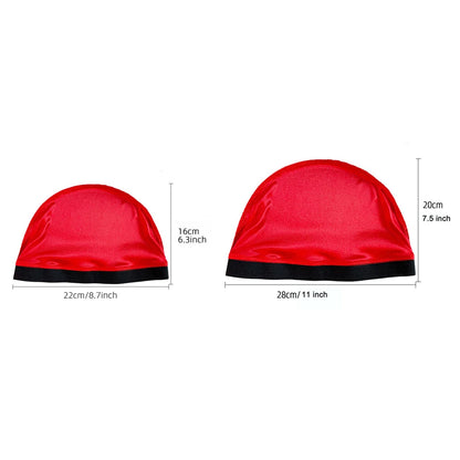 2024 Fashion 2PCS Adult and Kids Silky Dome Wave Cap Elastic Bandanas Hair Cover Chemo Cap Hair Accessories Child Cover Hat