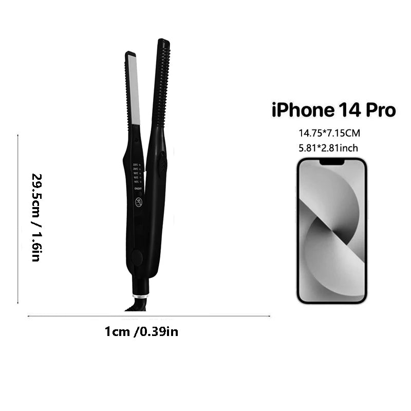Professional Ceramic Flat Iron 2 in 1 Hair Straightener Short Hair Fluffy Pencil Hair Curler