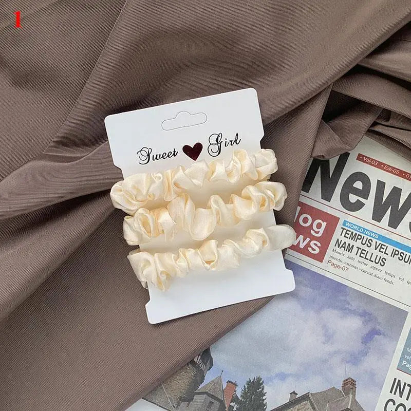 3Pcs/set Silk Satin Scrunchies Women Solid Color Hair Rope Elegant Ponytail Holder Rubber Band Elastic Hairband Hair Accessories