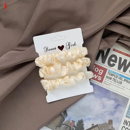 3Pcs/set Silk Satin Scrunchies Women Solid Color Hair Rope Elegant Ponytail Holder Rubber Band Elastic Hairband Hair Accessories