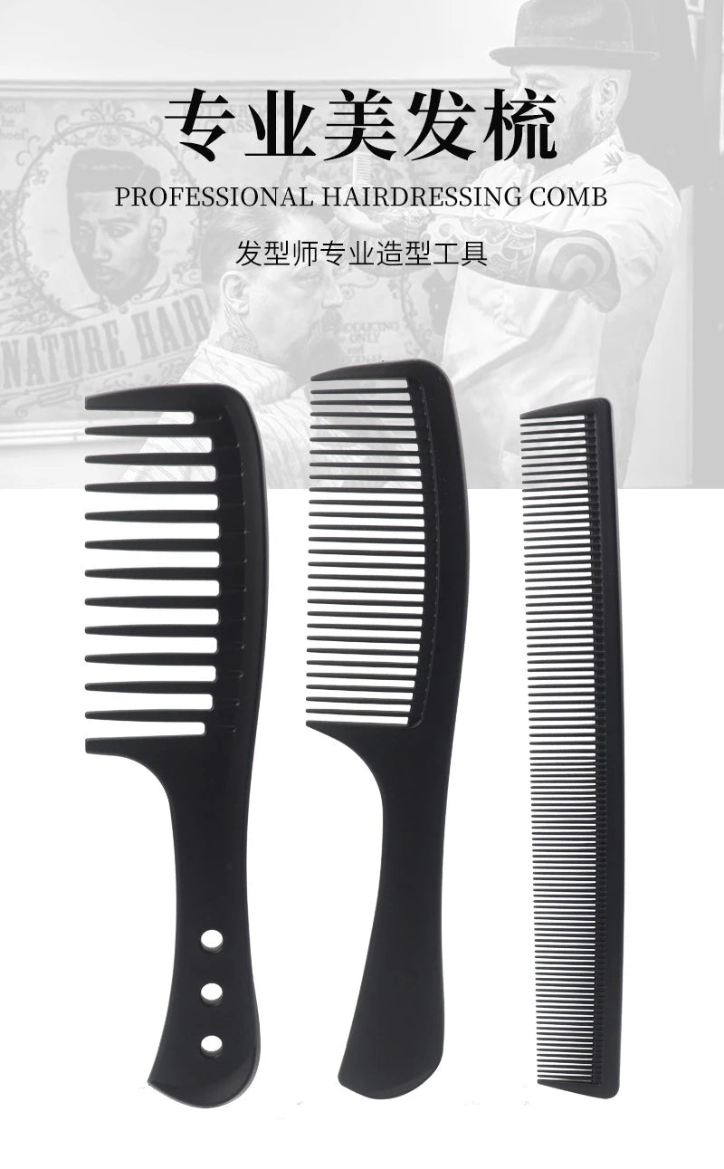 Black Professional Hair Brush Hard Carbon Cutting Comb Heat Resistant Salon Hair Brushes Barber Pin Tail Antistatic Combs Men
